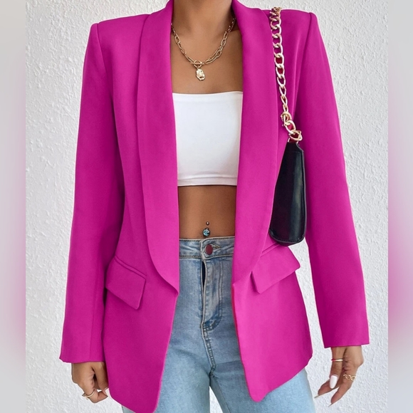 Evelyn Classic Collar Blazer - Hot Pink - Picture 4 of 4